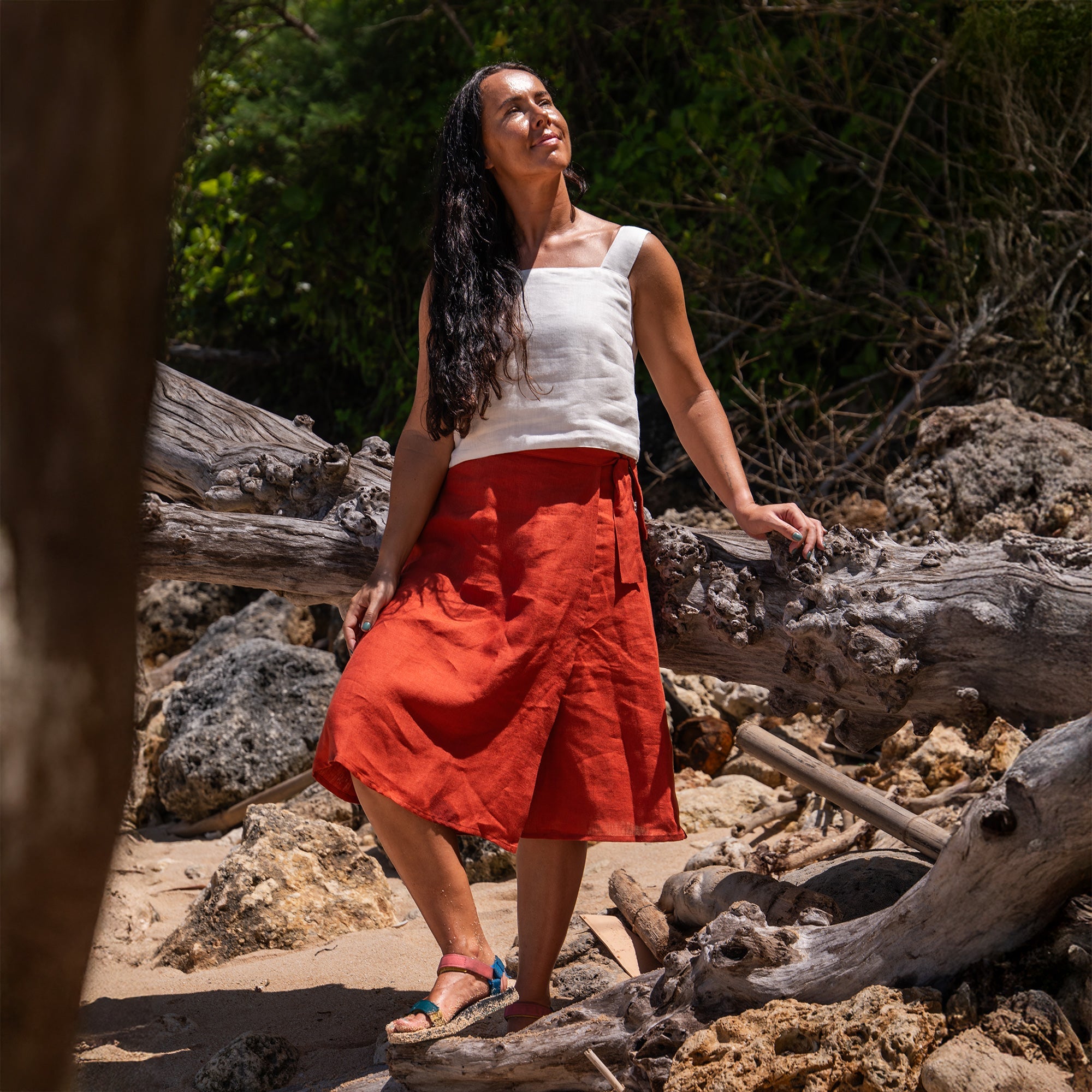 Midi Linen Wrap Skirt Beverly