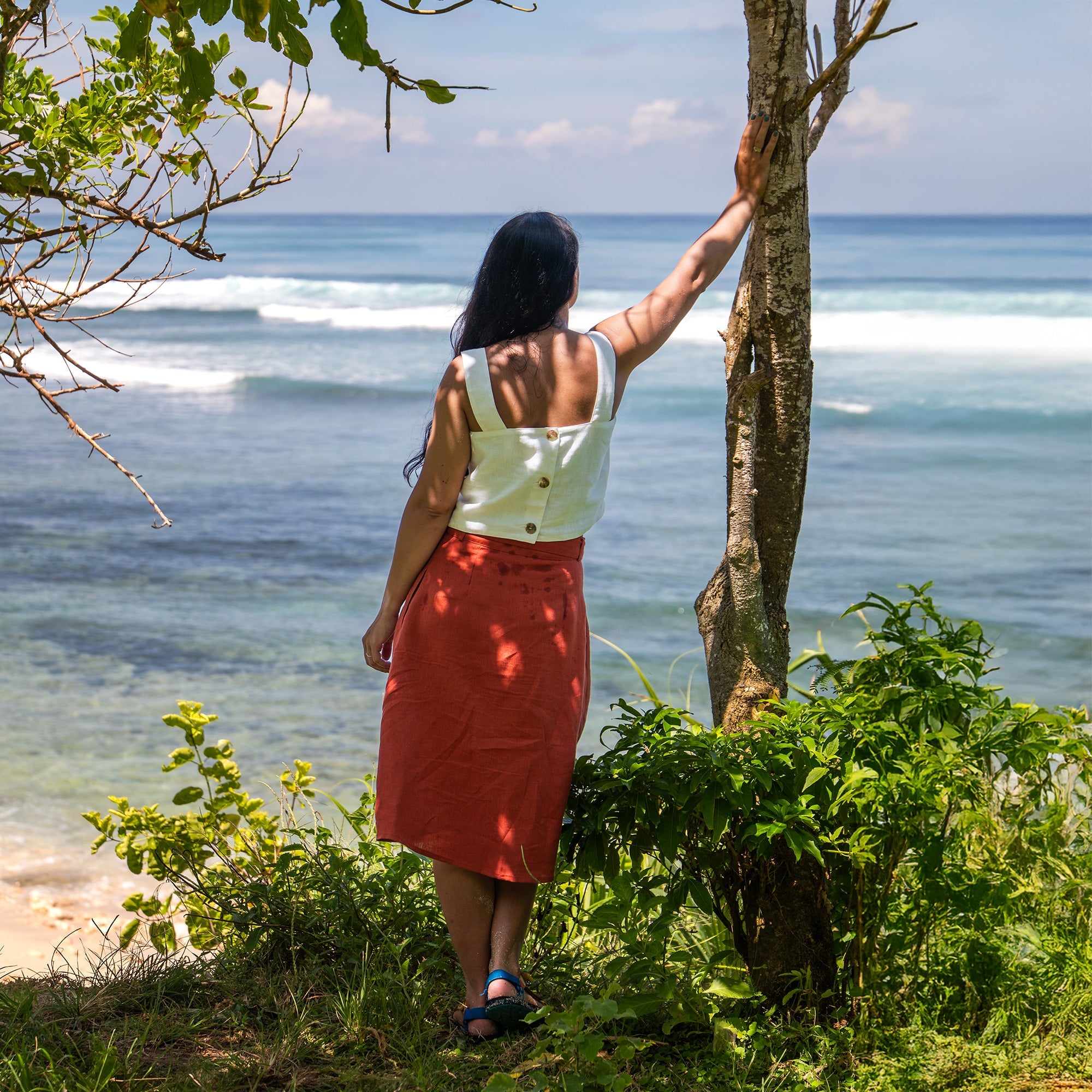 Midi Linen Wrap Skirt Beverly