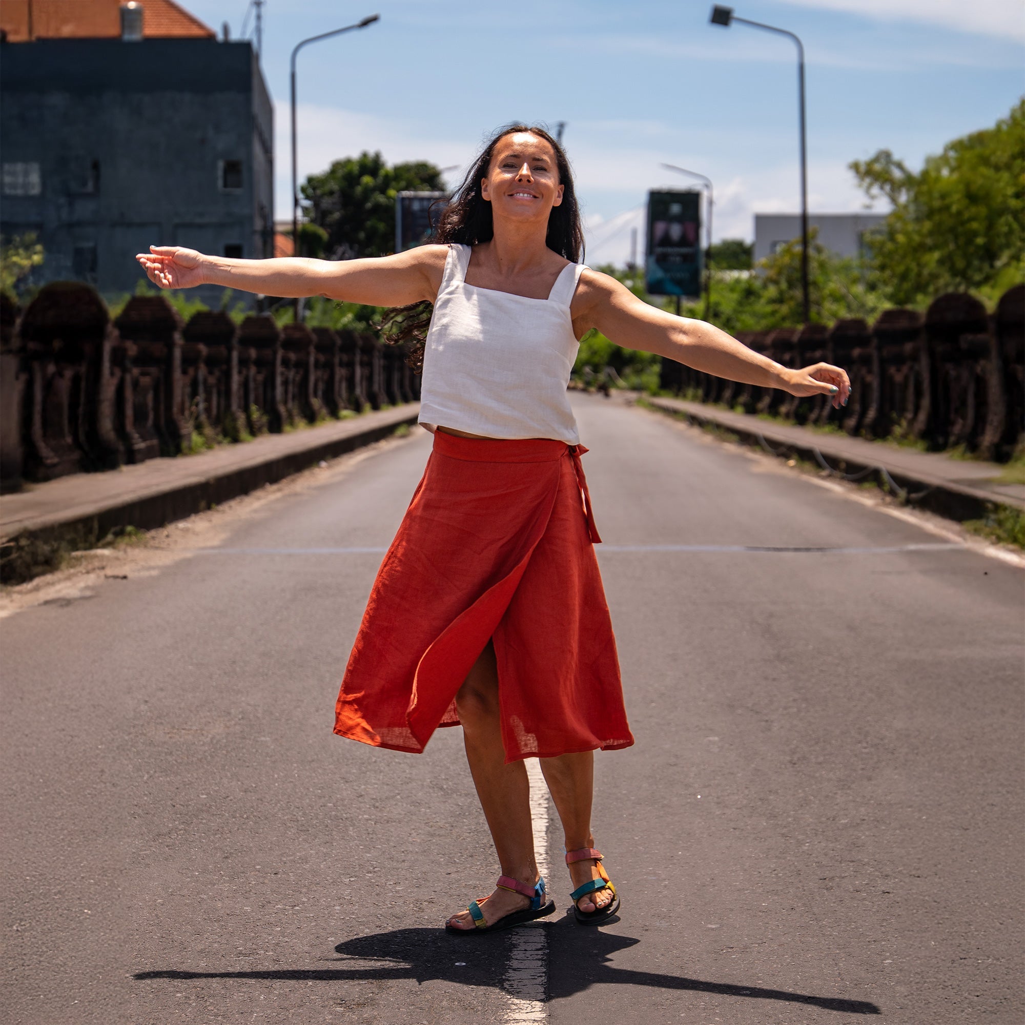 Midi Linen Wrap Skirt Beverly