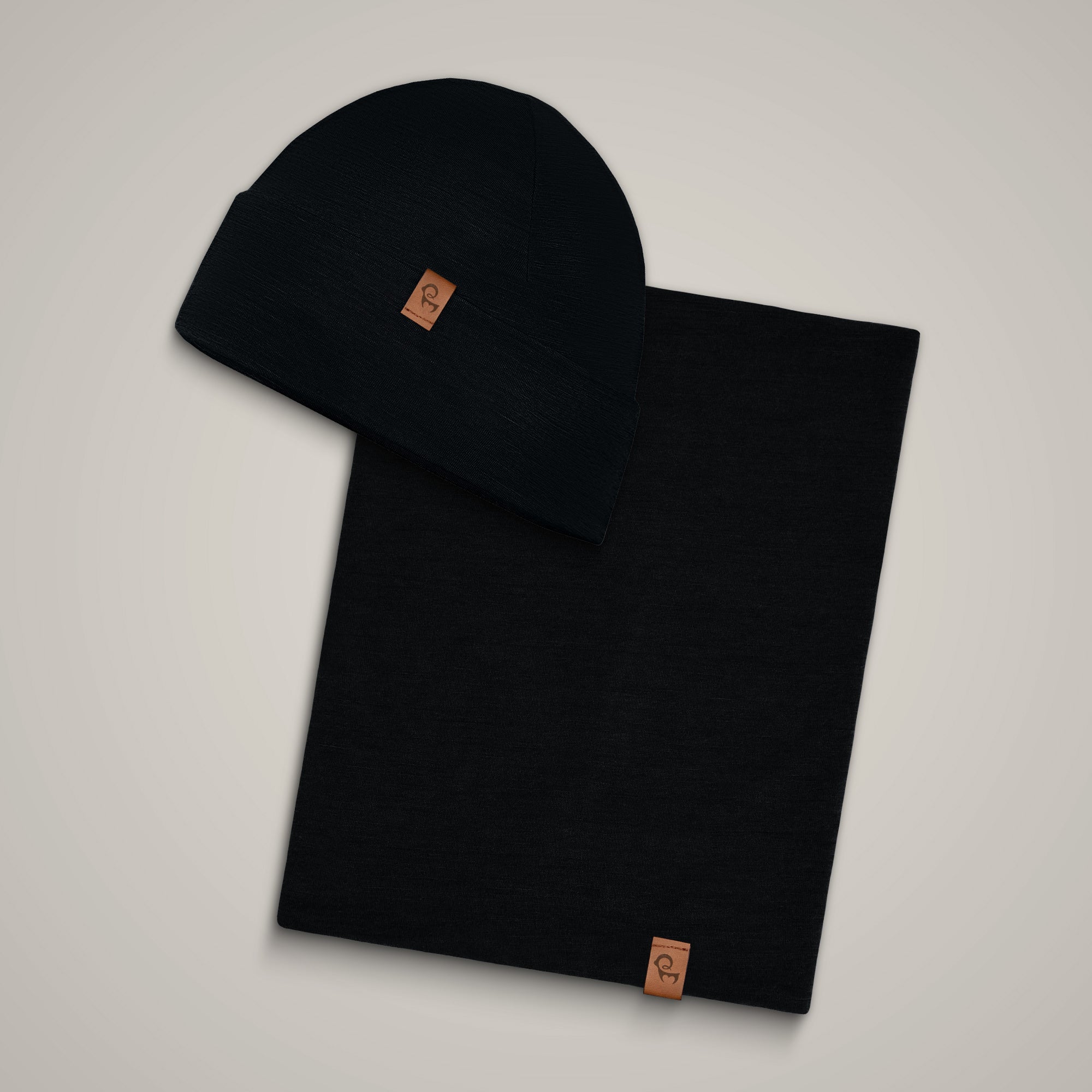 Men's Merino Beanie & Gaiter 2-Piece Black