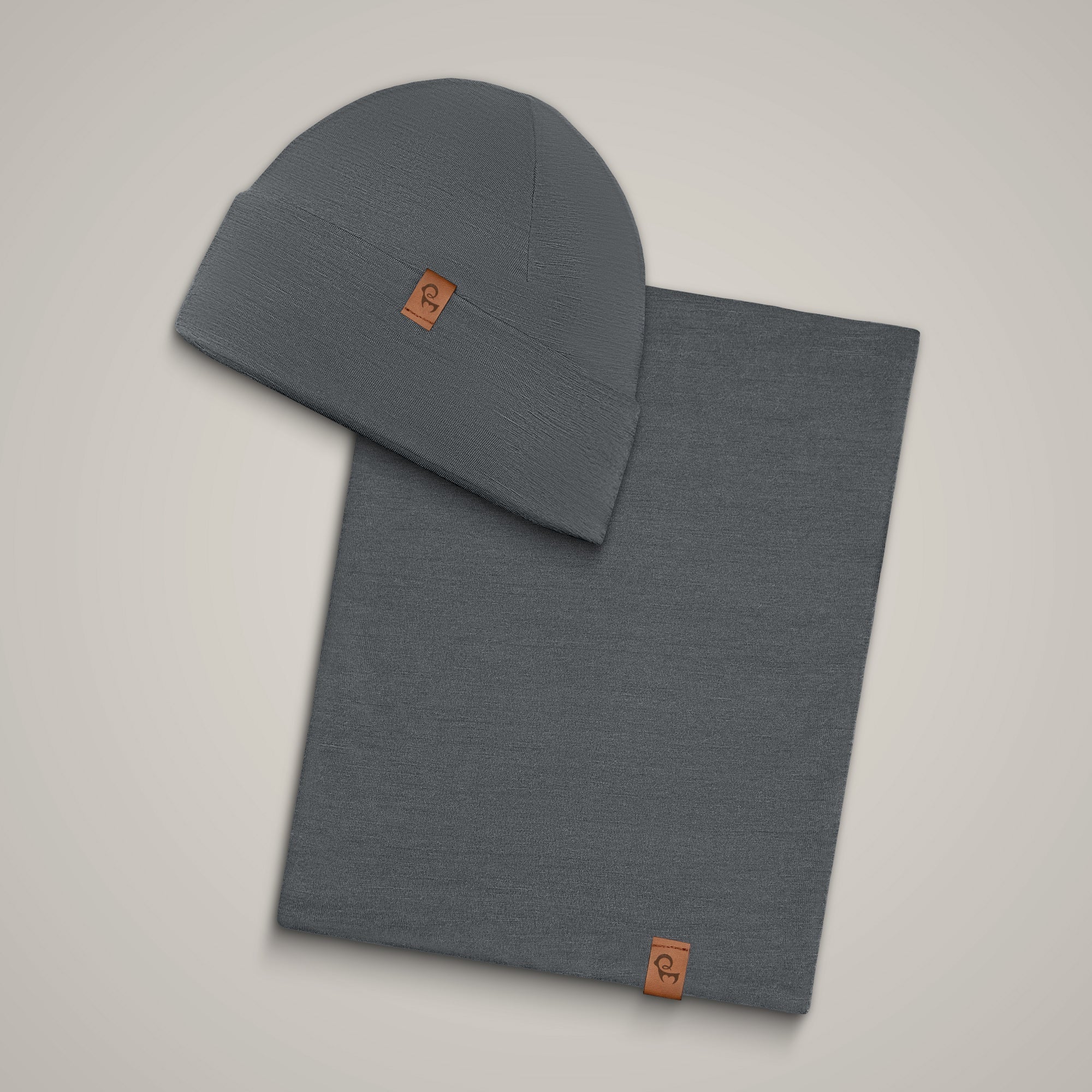 Men's Merino Beanie & Gaiter 2-Piece Perfect Grey