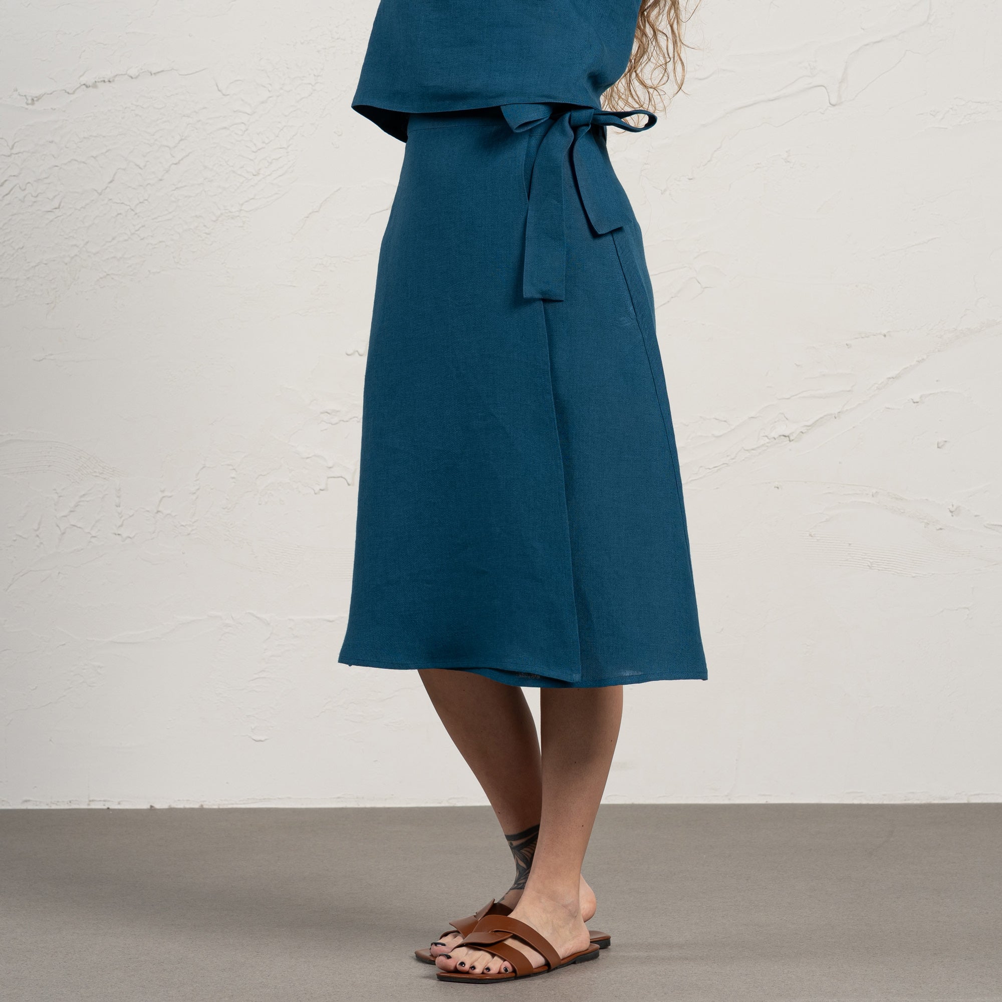 Midi Linen Wrap Skirt Beverly