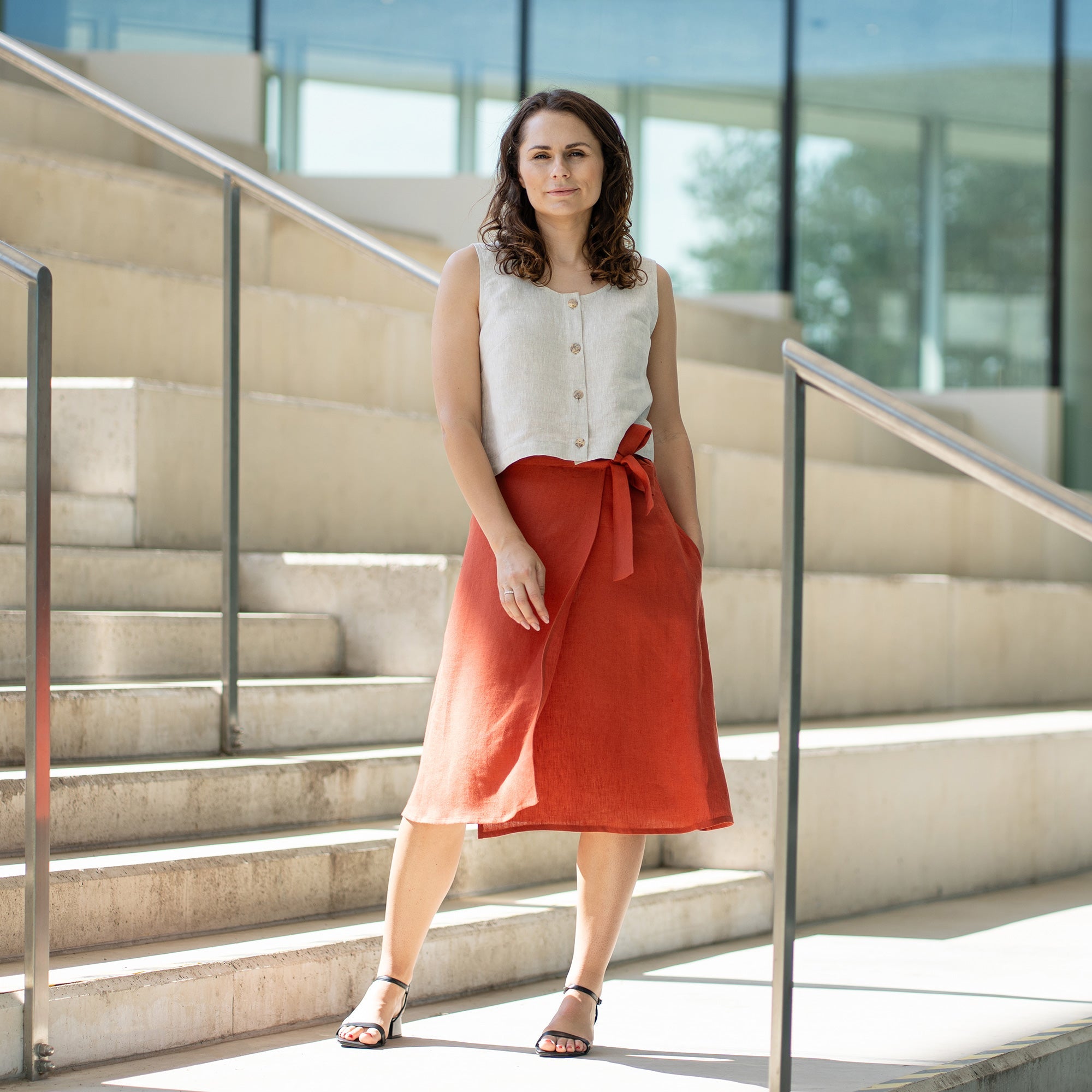 Midi Linen Wrap Skirt Beverly