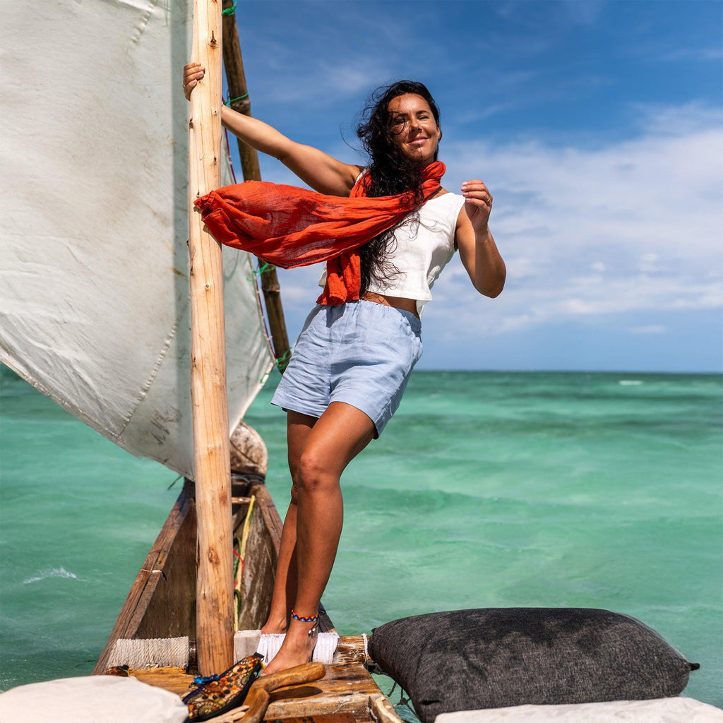 100% European Washed Linen Scarf