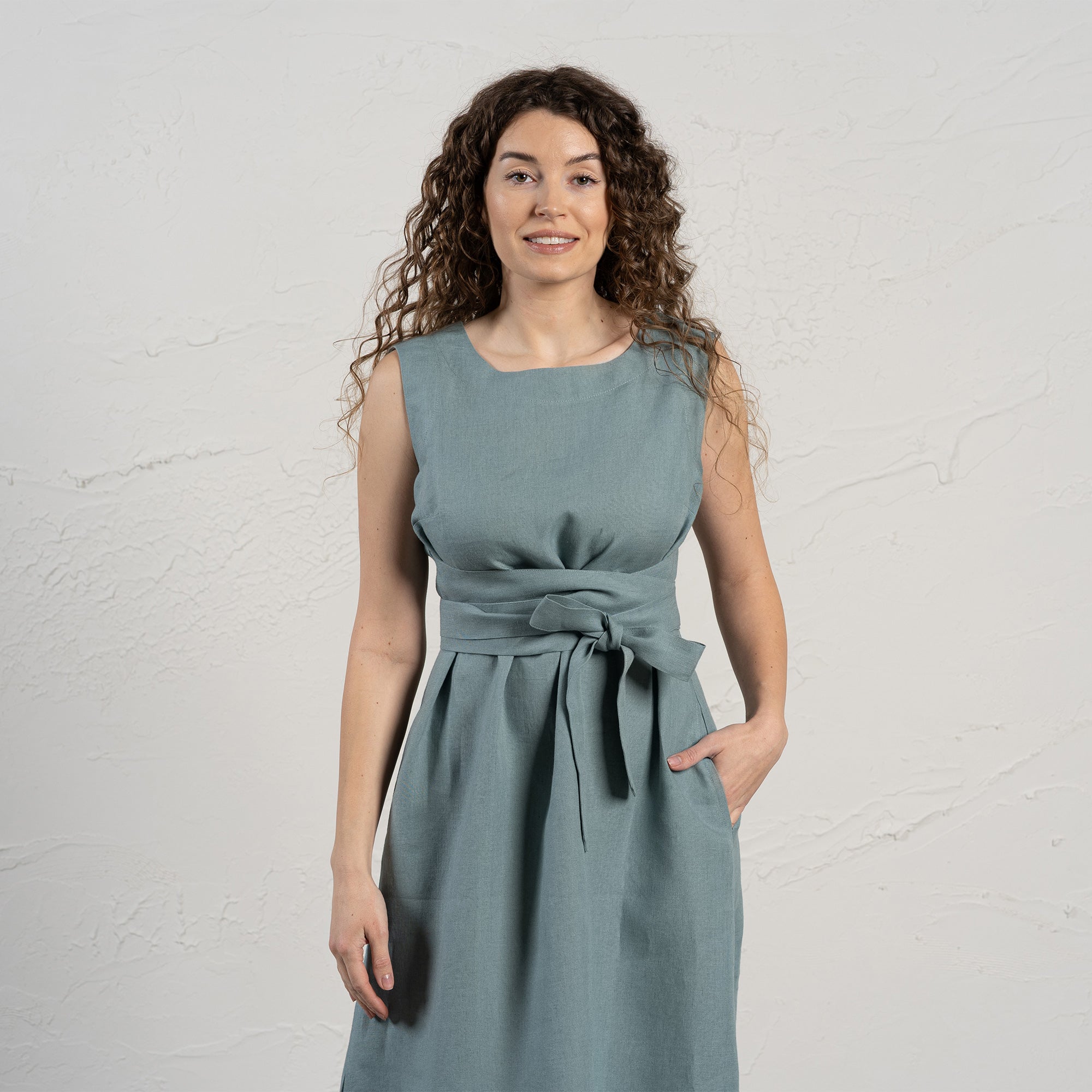 Sleeveless Obi Wrap Dress Hailey