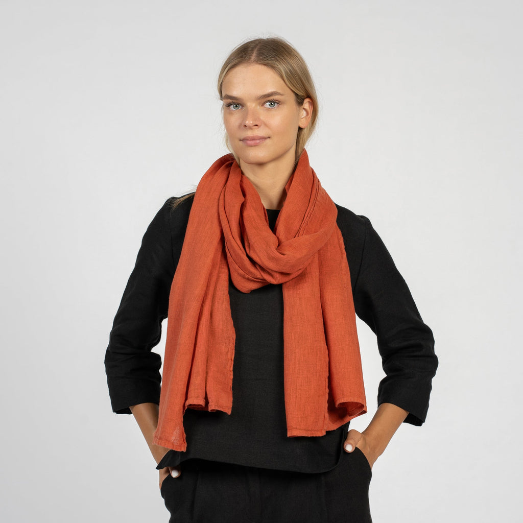 100% European Washed Linen Scarf