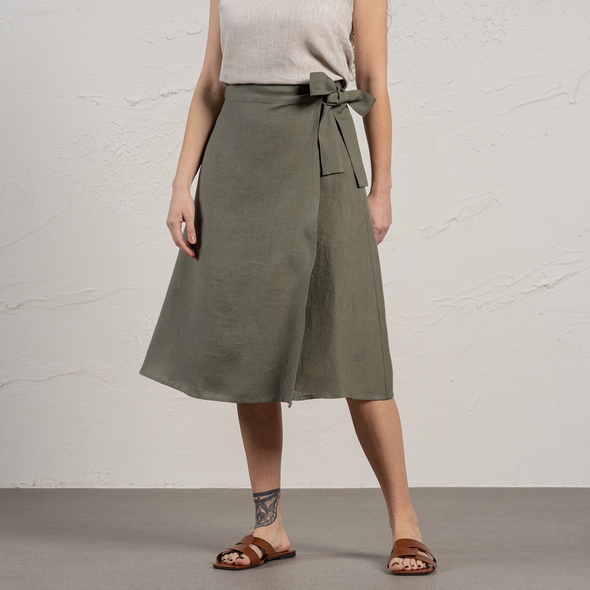 Midi Linen Wrap Skirt Beverly