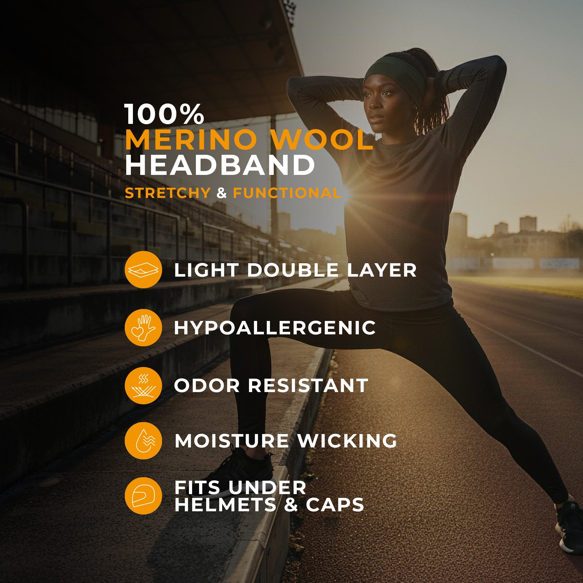 Unisex Merino Headband Black