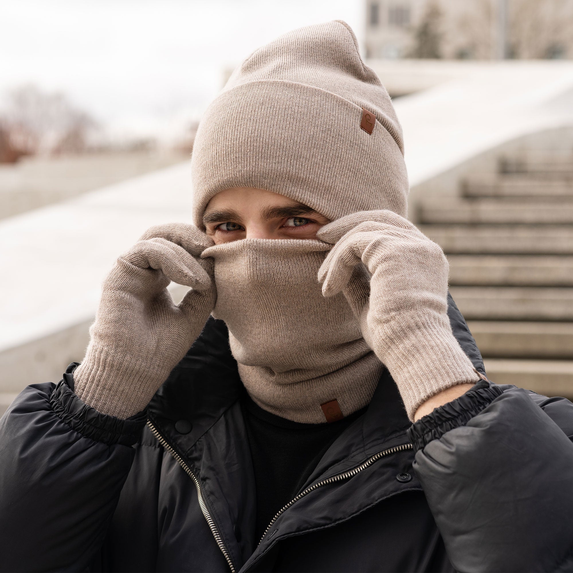 Men's Knit Beanie, Gaiter & Gloves 3-Piece