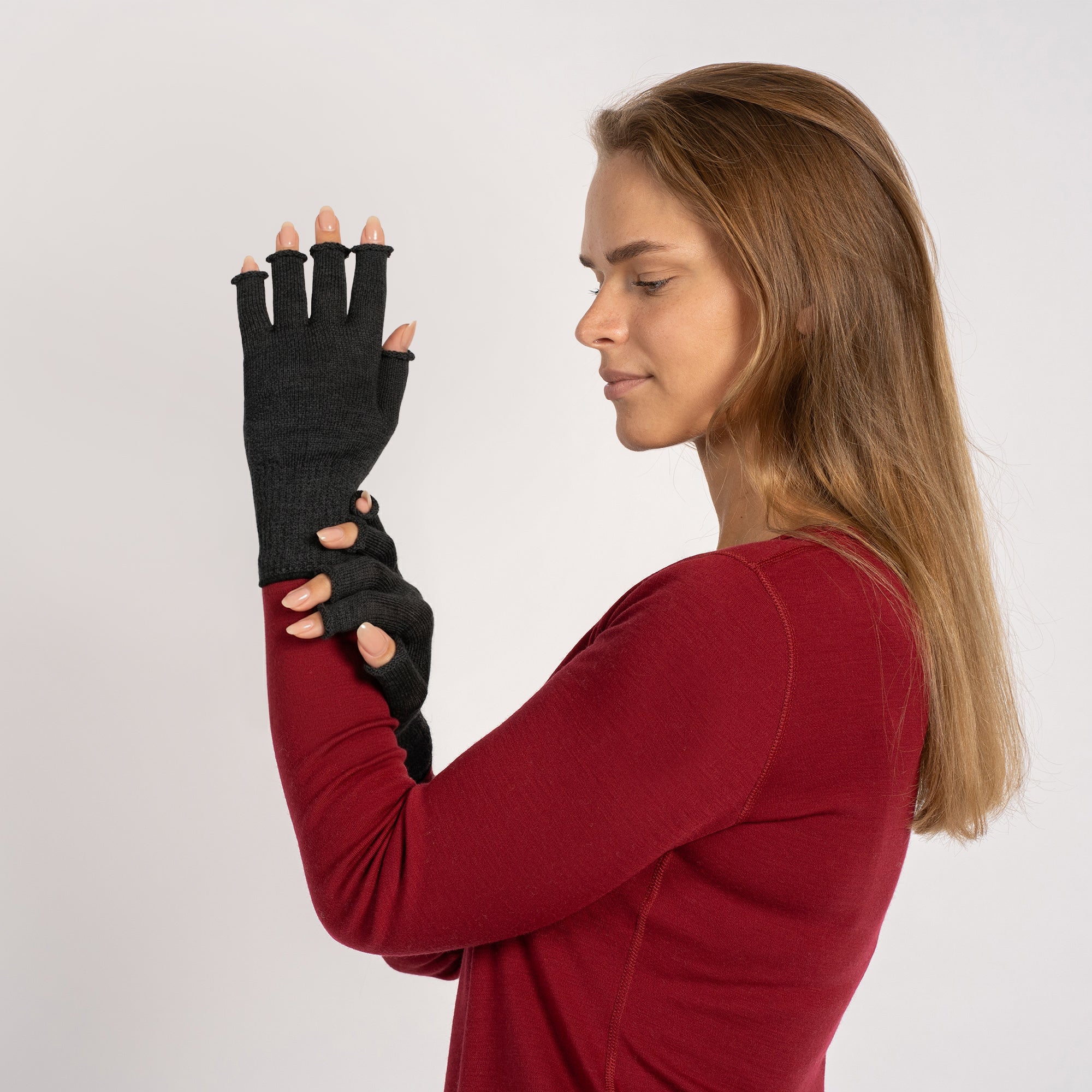 Merino Liner Fingerless Gloves for Women