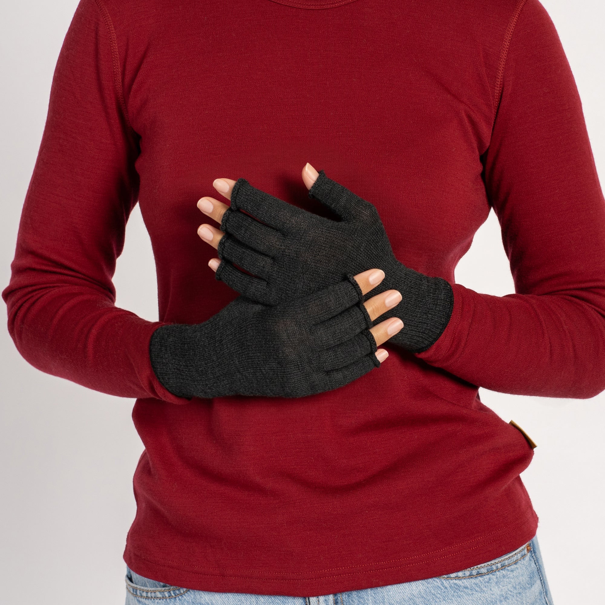Merino Liner Fingerless Gloves for Women