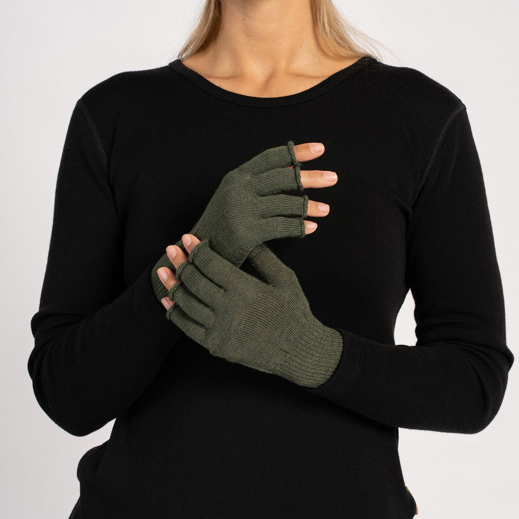 Merino Liner Fingerless Gloves for Women