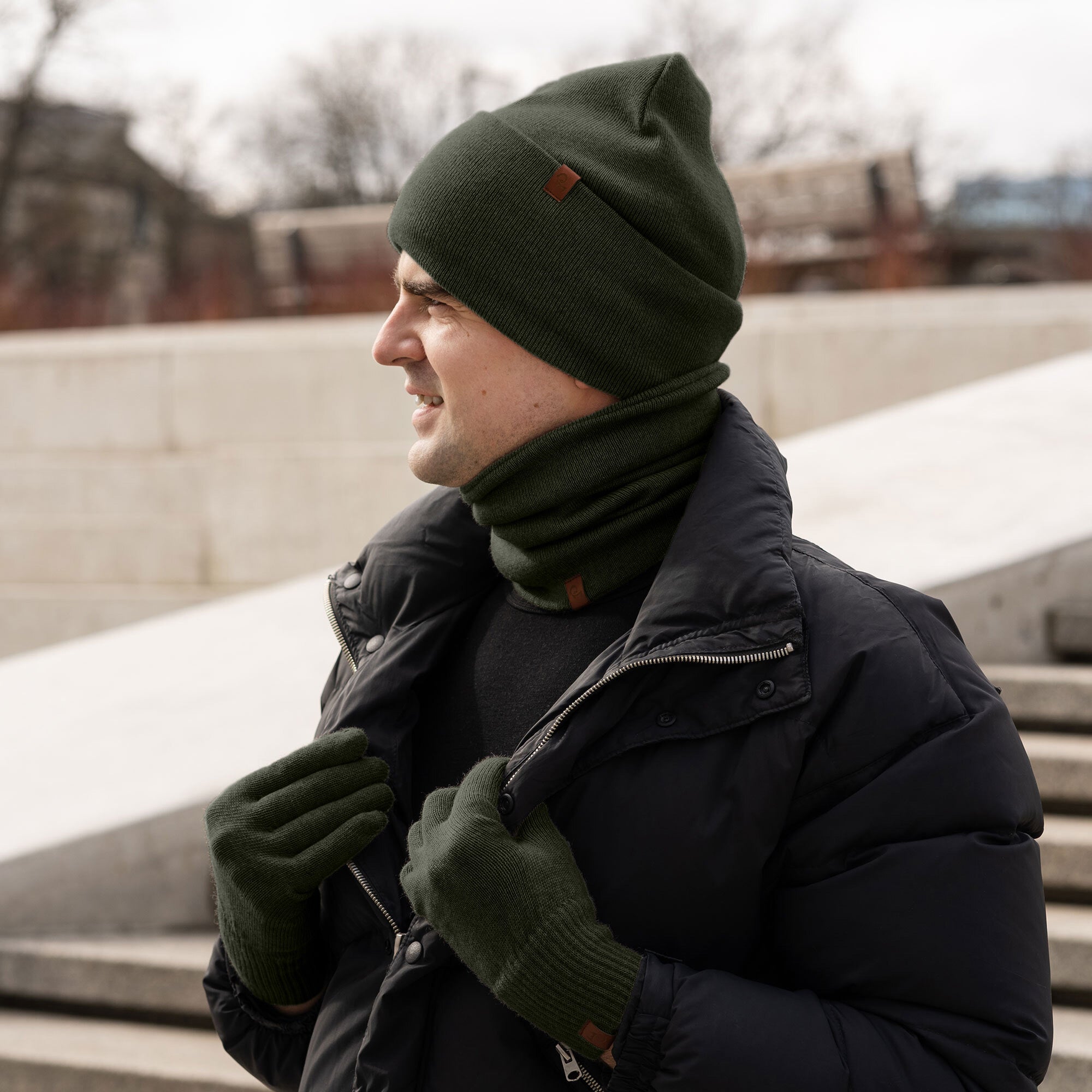 Men's Knit Beanie, Gaiter & Gloves 3-Piece